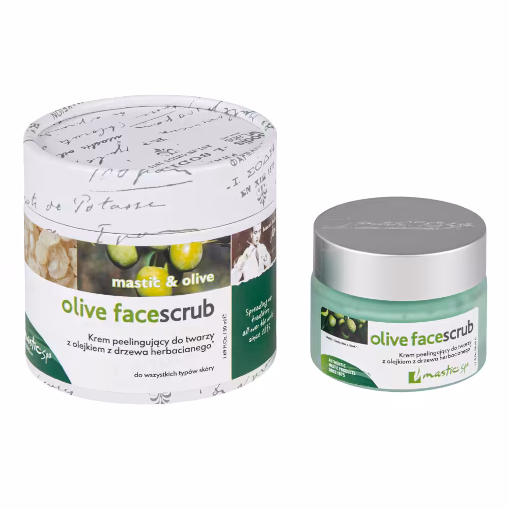 OLIVE FACE SCRUB Krem peelingujący do twarzy z olejkiem z drzewa herbacianego